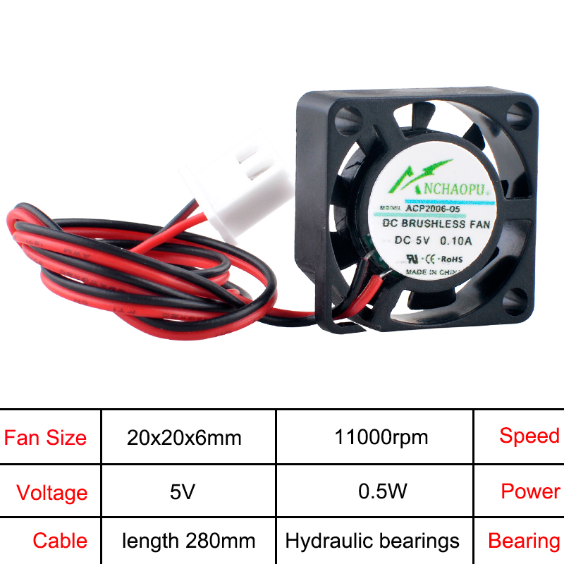 ANCHAOPU ACP2006 2cm 20mm Fan  - Pi Power Supply recension och pris