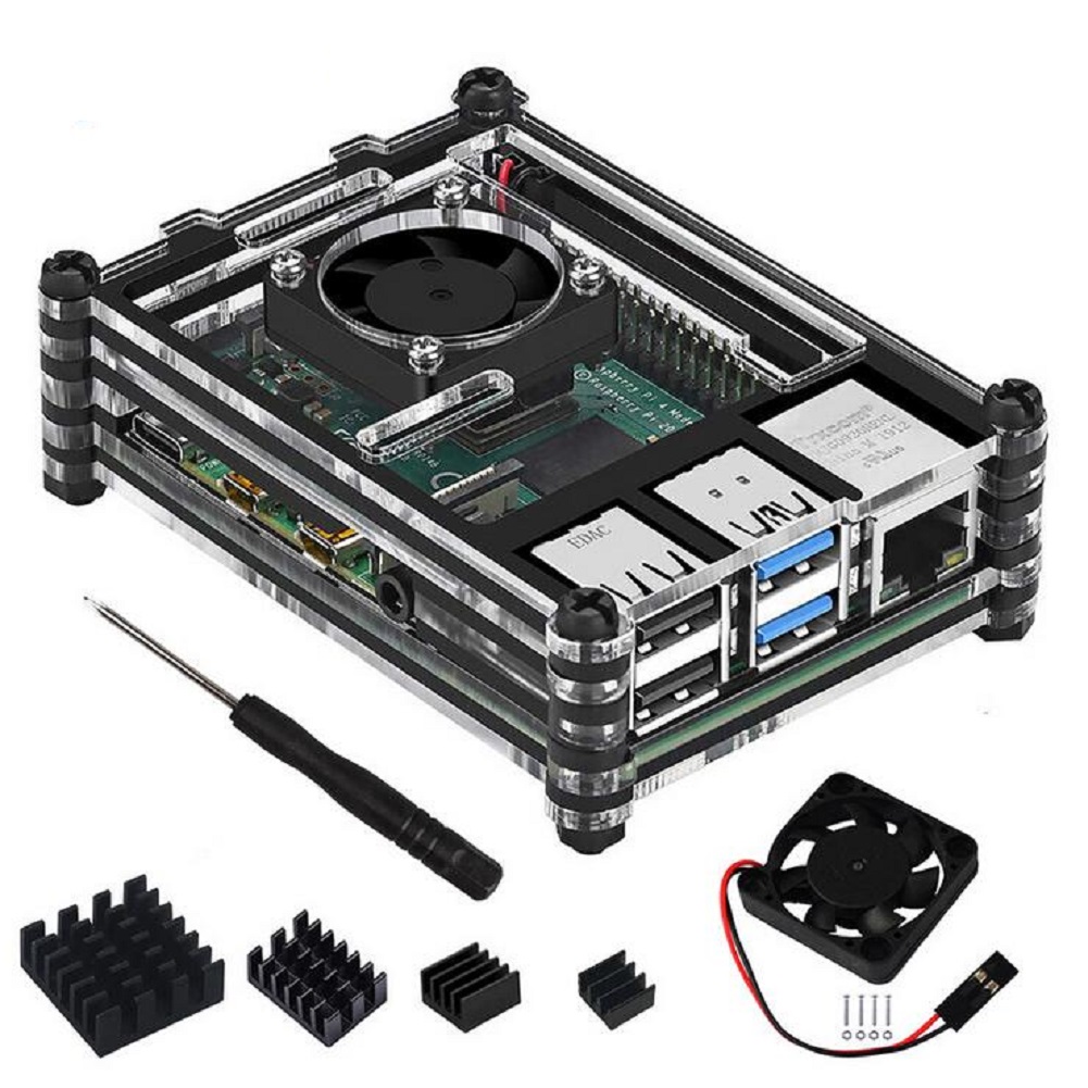 Clear 9 Layers Case with Cooli - Pi 4 Case recension och pris